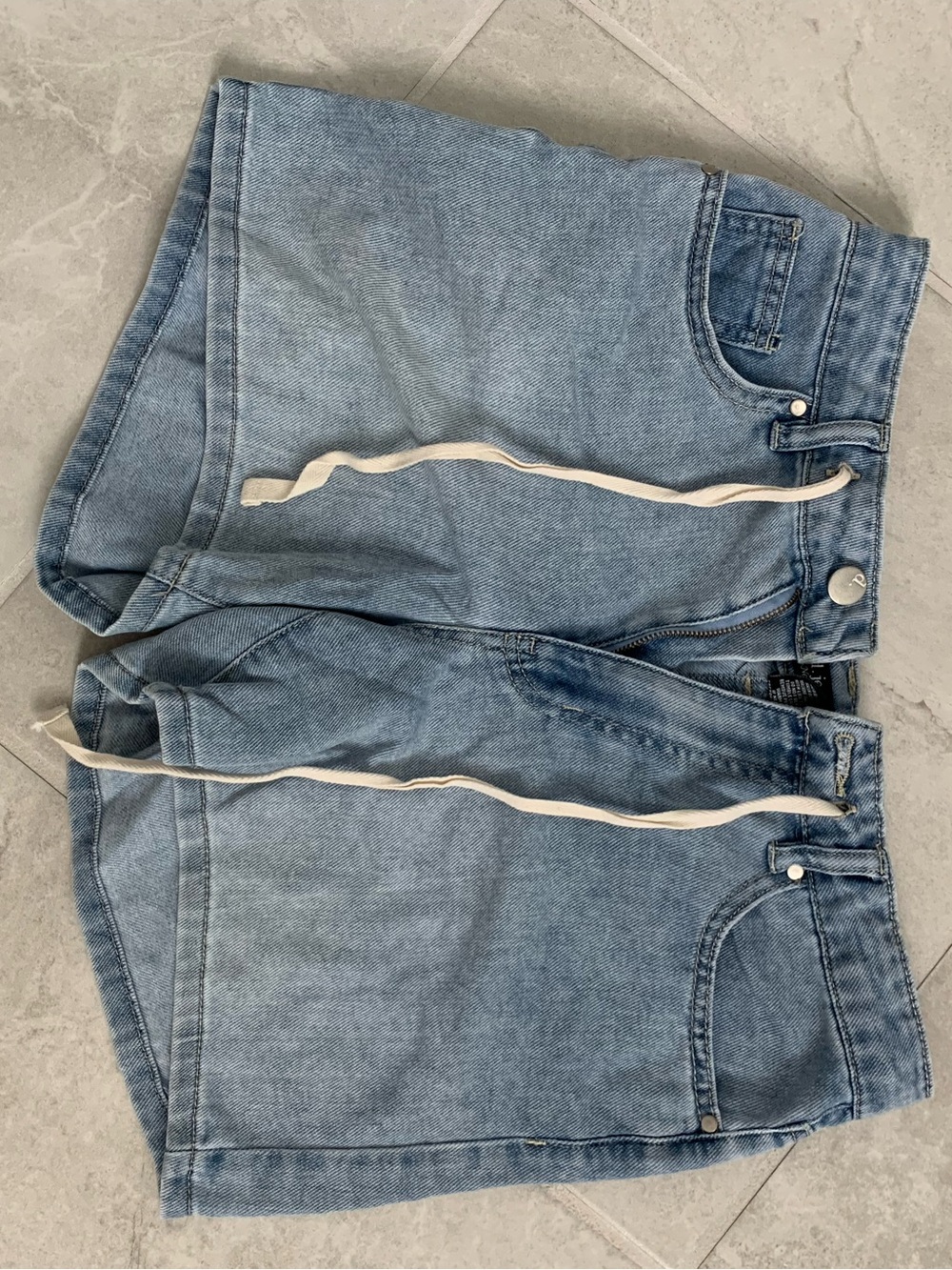d. jeans Light Blue Denim Ankle-Length Shorts with Drawstring